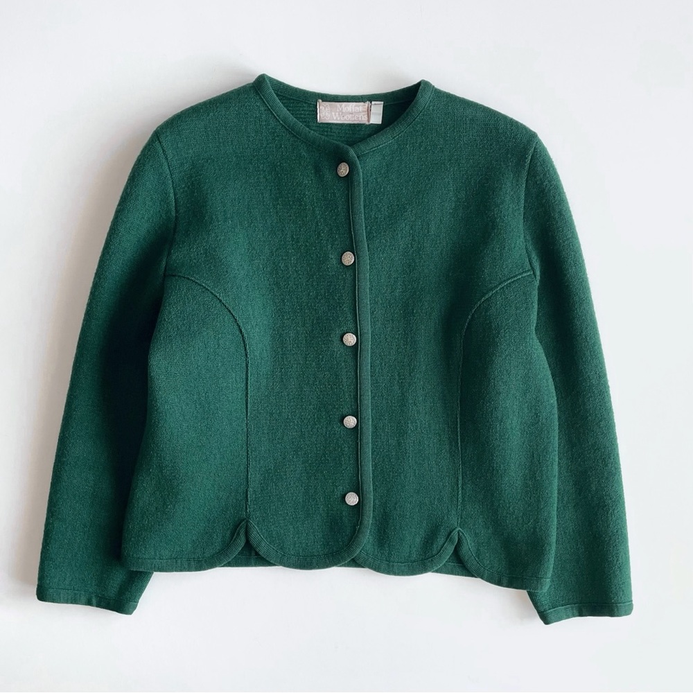 Vintage Moffat Woollens Wool Sweater Jacket/ Blazer in Forest Green